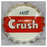 Emb.ï¿½Enjoy Orange Crushï¿½ Bottle Cap  Sign 22in