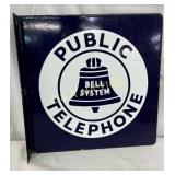 Porc. Bell System Public Telephone Flange Sign, 11