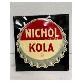 Embossed Metal Nichol Kola Advertising Sign, 14in