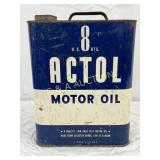 Early Actol Motor Oil Can, 8 U.S. Quarts