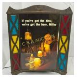 Miller Beer Light-Up Plastic Sign with Stained Gla