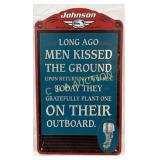 Emb. Johnson Outboard Advertising Sign, 15ï¿½25 Inch