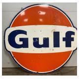 1966 Porc. Gulf Dog Ear Single-Sided 6ft. Sign