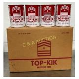 24 1qt. Top-Kik Motor Oil Cans with Original Box