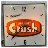 ï¿½Orange Crushï¿½ Lighted Clock with 15-Inch Lexan Fa