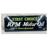 RPM Motor Oil Rack Sign, 22in x 9in