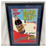 Dadï¿½s Root Beer Advertising Framed Cardboard