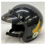 Black Motorcycle Helmet with Custom Pinstriping an