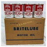 24 One-Quart Britelube Motor Oil Cans with Origina