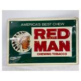Embossed Metal Advertising Sign for Red Man Chewin