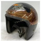 Black Open-Face Motorcycle Helmet with Glitter Eag