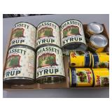 Store Display Cans Featuring 'Cohasset Syrup' and