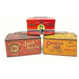 Three Vintage Tin Tobacco Containers, Including Un