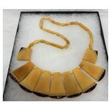Bakelite Necklace with Tapered Panels and Beaded n
