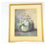 Framed Floral Still Life Watercolor Artwork
