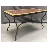 Mosaic burgundy and yellow tile top table