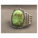 Navajo sterling silver cuff  bracelet w/ green