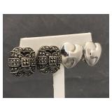 2 pairs of designer Sterling silver lever-back ear