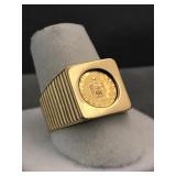 14K gold ring w/ gold coin