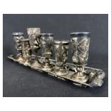 Sterling Overlay Cordial Set on Tray