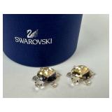 2 Swarovski Baby Turtles Clear & Gold Crystal