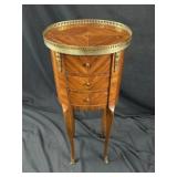 NeoClassic French Inlaid Ormolu 3Drawer Oval Stand