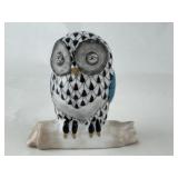 Herend Porcelain Small Owl Black Fishnet 15616