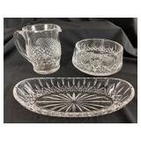 Waterford Crystal Oval Bowl, Nut Dish & Pitcher