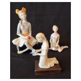 3 Cybis Porcelain Seated Girl Figurines