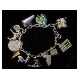 Sterling Silver Vintage Charm Bracelet w/13 Charms