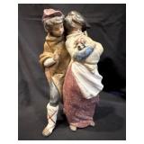 Lladro Facing the Wind Porcelain Couple w/Dog