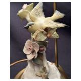 Vintage Porcelain Bird&Flower Sculptural Lamp 1of2