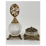 Crystal & Gold Gilt Perfume & Pomade Vanity JarSet