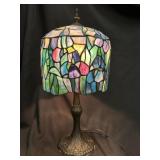 Tiffany Style StainedGlass Blue Floral Cloche Lamp