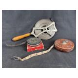 3 Antique Carpenter Measuring Tape Tools