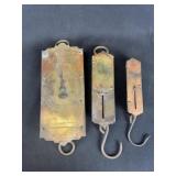 3 Antique Spring Balance Slide Scales