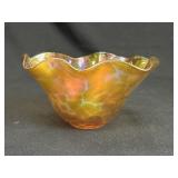 Favrile Ruffled Iridescent  Aurene Art Glass Bowl