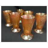 Set 6 Carnival Glass Marigold Orange Juice Glasses