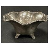 Sterling Footed Embossed Rim Ruffled Bowl 7.285 Tr