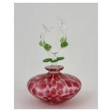 Vintage Blown Glass Perfume Bottle w Hummingbird