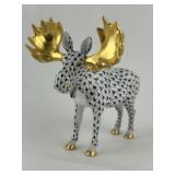 Herend Porcelain Moose Black Fishnet Pattern15563