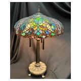 Tiffany Art Nouveau Style Stained Glass Table Lamp