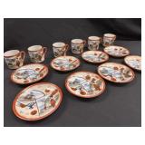 Imari Porcelain 6 Teacups & 8 Plates