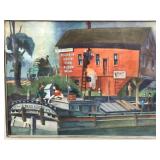 Signed Lee Brown Coye 1954 Watercolor Canal Scene