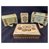 4 Mid-20thC.Vintage Italian Florentine HingedBoxes