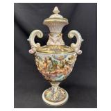 Italian Capodimonte Figural Handled Classical Urn