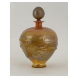 Baquere Blown Amber Gold Swirl Perfume Bottle