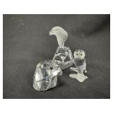 3 Swarovski Crystal Birds: Owl, Falcon, & Eagle