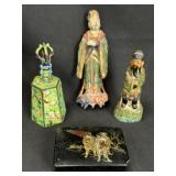 Lot of  Antique Asian Snuff Box, Bell & Figurals