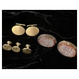 Vintage 14k Gold Cuff Links, Carnelian Links &